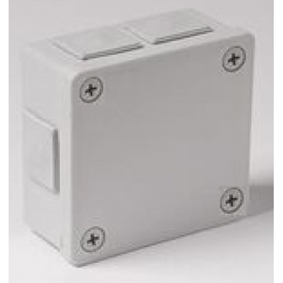 „90” 6-inlet surface-mounted box with rubber glands 98x98x65mm IP55 lid for 4 screws gray