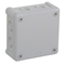 „90” 8-inlet surface-mounted box with knockouts 98x98x42mm IP55 cover for 4 screws gray