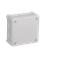 „90” 8-inlet surface-mounted box with knockouts 98x98x42mm IP55 cover for 4 screws white