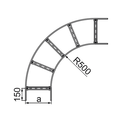 90 degree arch, width 200mm, height 160mm