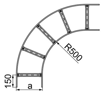 90 degree arch, width 300mm, height 160mm