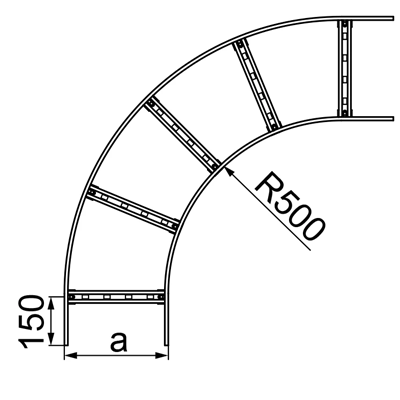 90-Grad-Bogen, Breite 300 mm, Höhe 160 mm