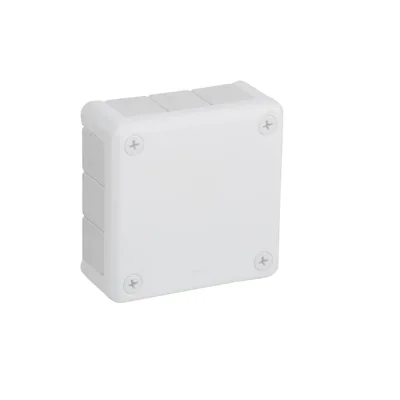 „90” Puszka natynkowa z dławnicami gumowymi 12-wlotowa 98x98x42mm IP55 dekiel na 4 wkręty biała
