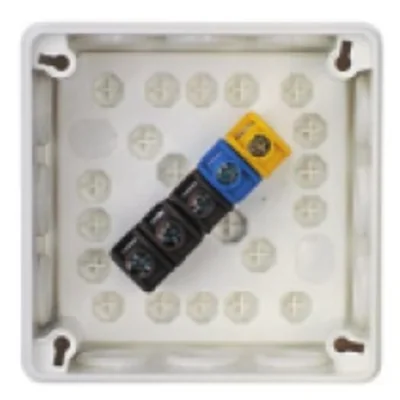 „90” Surface-mounted box with rubber glands 12-inlet 98x98x42mm IP55 cover for 4 screws white