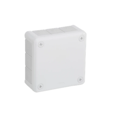 „90” Surface-mounted box with rubber glands 12-inlet 98x98x42mm IP55 cover for 4 screws white