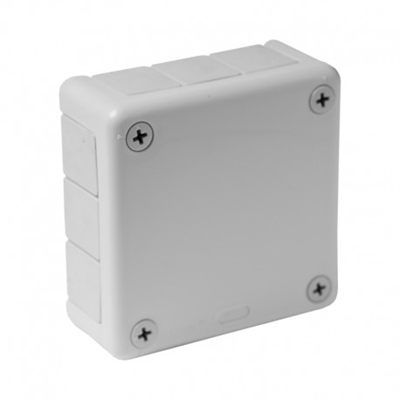 „90” Surface-mounted box with rubber glands 12-inlet 98x98x42mm IP55 lid for 4 screws gray