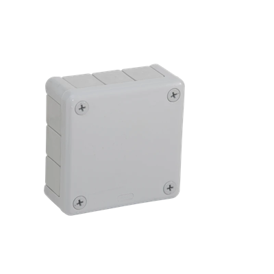 „90” Surface-mounted box with rubber glands 12-inlet 98x98x42mm IP55 lid for 4 screws gray