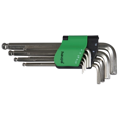 A set of 9-piece hex wrenches long ball head