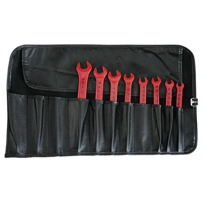 A set of one-sided open-end wrenches. VDE 8 pieces in case