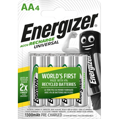 AA / HR6 / NH15-1300 Batería Ni-MH Energizer ACCU RECARGA UNIVERSAL 1.2V 1300mAh 4uds