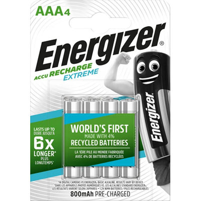 AAA / HR03 / NH12-800 Batería Ni-MH Energizer ACCU RECHARGE EXTREME 1.2V 800mAh 4uds