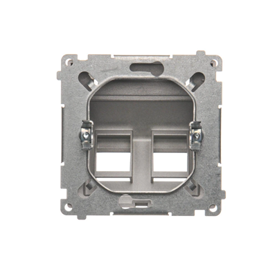 Abdeckung der Telefonbuchse auf Keystone-Doppeldiagonale mit Schreibfeld inox (metallic)