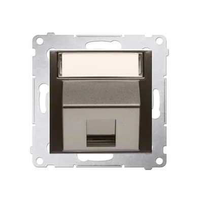 Abdeckung der Telefonbuchse auf Keystone-Einzeldiagonale mit Beschriftungsfeld (Modul) braun matt (metallic)