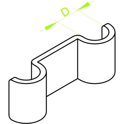 Abmessung des Kabelhalters: 22 mm