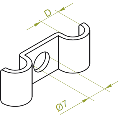 Abmessung des Kabelhalters: 33 mm