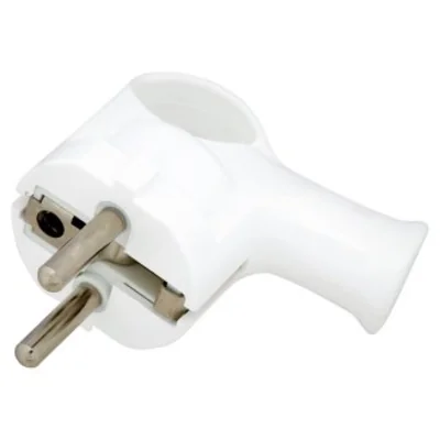 Abnehmbarer Winkelstecker mit Erdung, weißer Griff