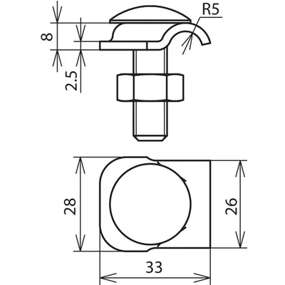 Abrazadera de sujeción para cables de 6-10 mm de diámetro, con tornillo de cabeza abocinada y tuerca M10, acero inoxidable KB 6.10 FRM10X35 V2A
