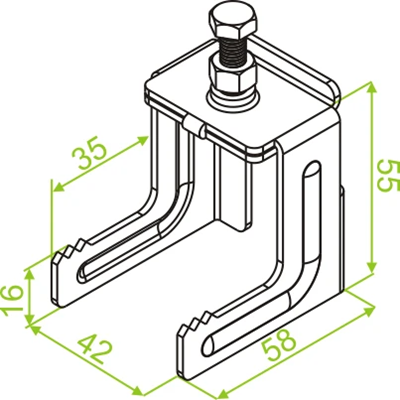 Abrazadera para vigas en I, KDM