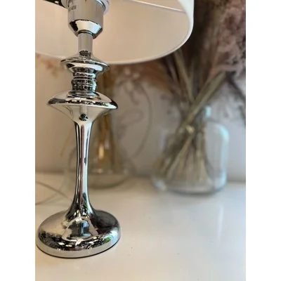 ABU DHABI Lámpara de mesa E27 IP20 cromo pantalla blanca