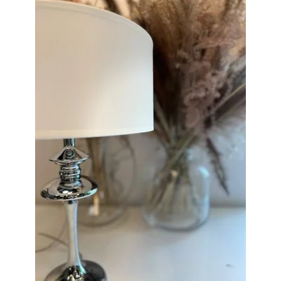 ABU DHABI Lampe de table E27 IP20 chrome avec abat-jour blanc