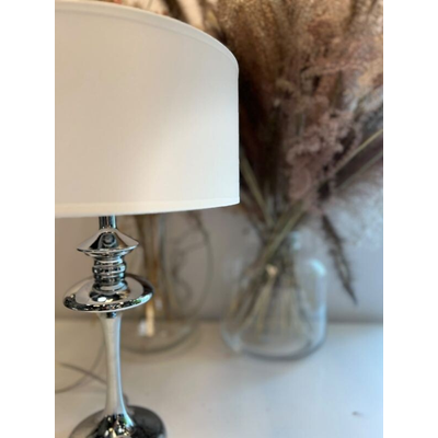 ABU DHABI Table lamp E27 IP20 chrome with white lampshade