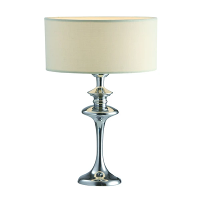 ABU DHABI Table lamp E27 IP20 chrome with white lampshade