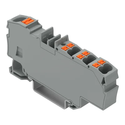 Abzweigverbinder mit Druckknopf 1 x 6 mm² / 6 x 1,5 mm², grau