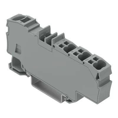 Abzweigverbinder mit Montagebohrung 1 x 6 mm² / 6 x 1,5 mm², grau
