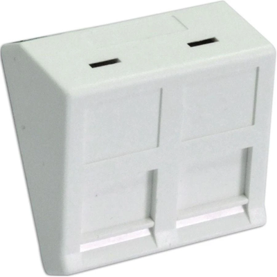 Adaptador angular de dos módulos 45x45mm para 2xRJ45 o 2xRJ12 para tomas cat.6A sin herramientas