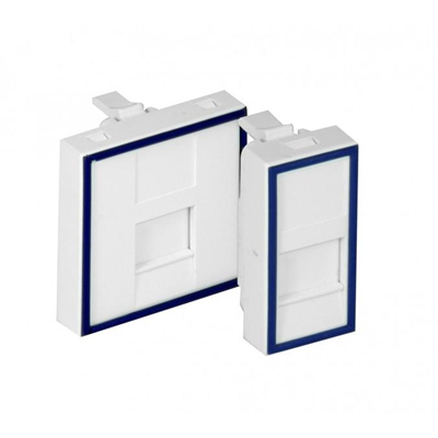 Adaptador recto de dos módulos 45x45mm para 1xRJ45 o 1xRJ12