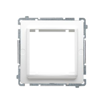 Adaptateur (adaptateur) pour accessoires standard 45x45 mm. Fixation au boîtier avec clips et vis, blanc