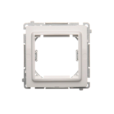 Adaptateur (adaptateur) pour accessoires standard 45x45 mm. Fixation au boîtier avec clips et vis, blanc