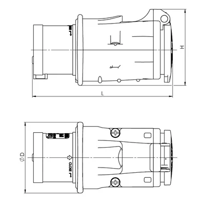 Adaptateur fiche 16A/3st + prise 16A/3st