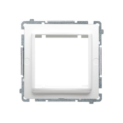 Adapter (adapter) for 45x45 mm standard accessories. Mounting to the box with clips and screws, white