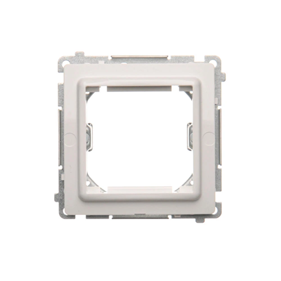 Adapter (adapter) for 45x45 mm standard accessories. Mounting to the box with clips and screws, white