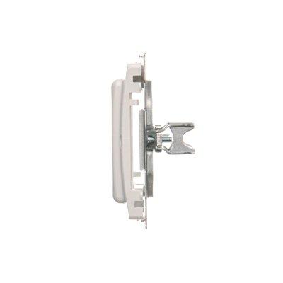 Adattatore per attrezzatura standard 45x45 mm. Montaggio alla scatola con artigli e viti, bianco