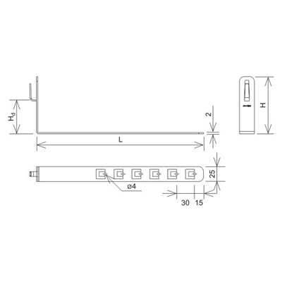 Adjustable tile holder with a bend L=28 cm H=13.5 cm, hot-dip galvanized