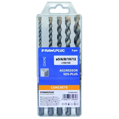 AGGRESSOR Zestaw wierteł SDS PLUS 5,6,8,10,12x100x160mm