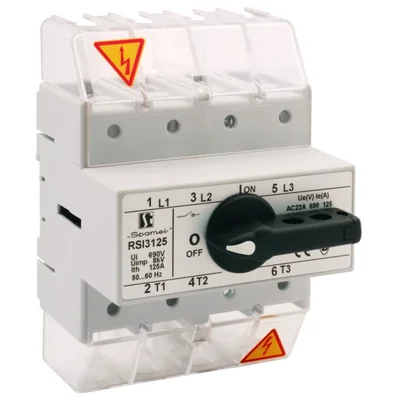 AISLADOR DE 3 POLOS + N (DESCONECTOR) 125A CON MANIJA EN EL DESCONECTOR AMARILLO-ROJO