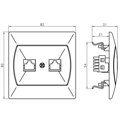 AKCENT Computer socket, double, cat. 5e, beige