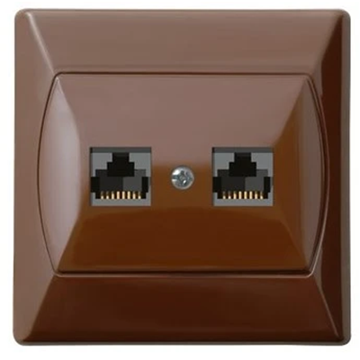 AKCENT Computer socket, double, cat. 5e, brown