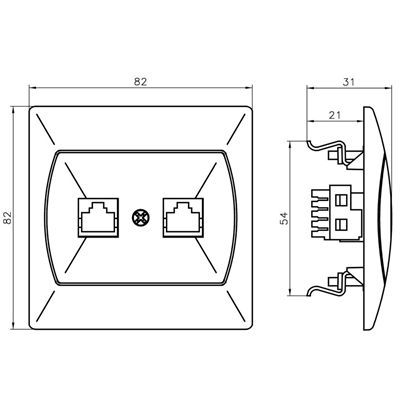 AKCENT Computer socket, double, cat. 5e, white