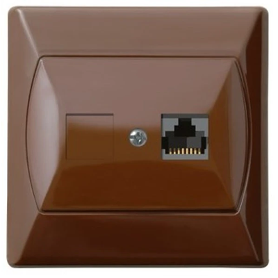 AKCENT Computer socket, single, cat. 5e RJ-45, brown