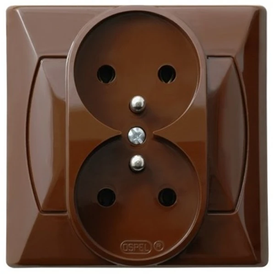 AKCENT Double earthed socket brown