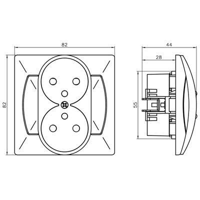 AKCENT Double earthed socket brown