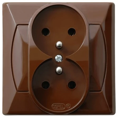 AKCENT Double earthed socket brown