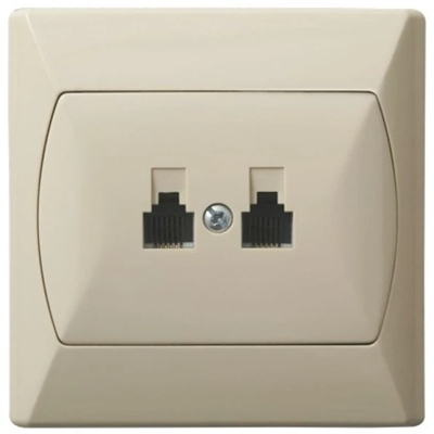 AKCENT Double parallel telephone socket beige