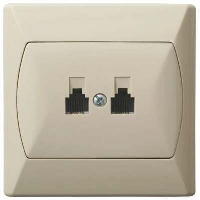 AKCENT Double parallel telephone socket beige