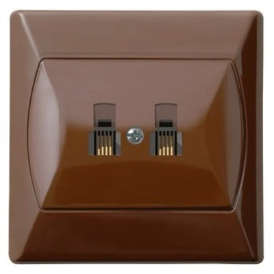 AKCENT Double parallel telephone socket brown