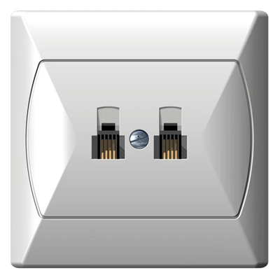 AKCENT Double parallel telephone socket white